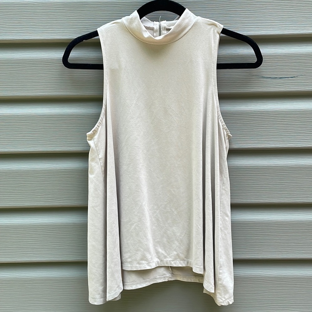 Beige Faux Suede Halter Neck Tank Top